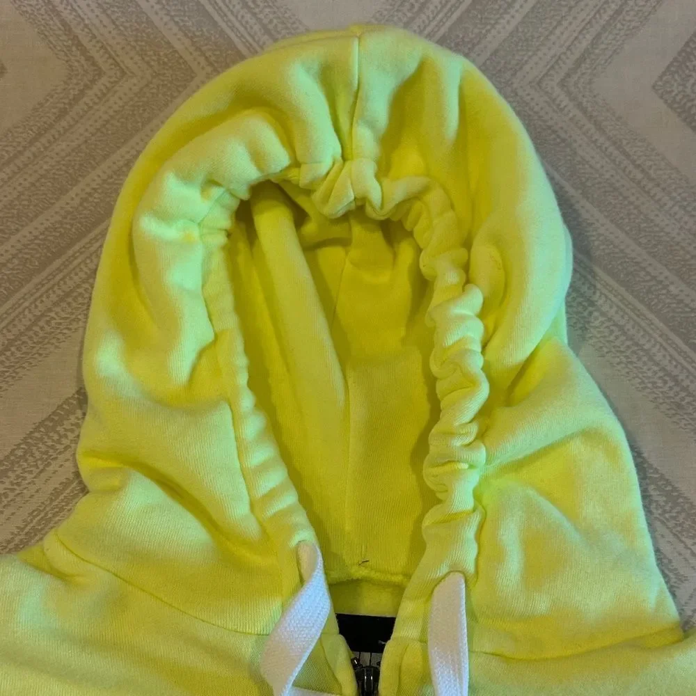Katie J NYC Girls Bright Yellow Zip-Up Cropped Hoodie - Size XS